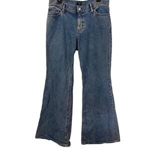 Express 70s Flare Mid Rise Medium Wash Stretch Cotton Womens Jeans sz 12 R